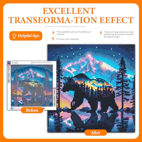 Offito Bear Diamond Art Kits for Adults Forest Mountains Polar Bear Diamond Painting Kits for Beginners DIY Full Drill Dots Gem Art Paint for Home Wall Decor 14 x 14 Inch - Image 3