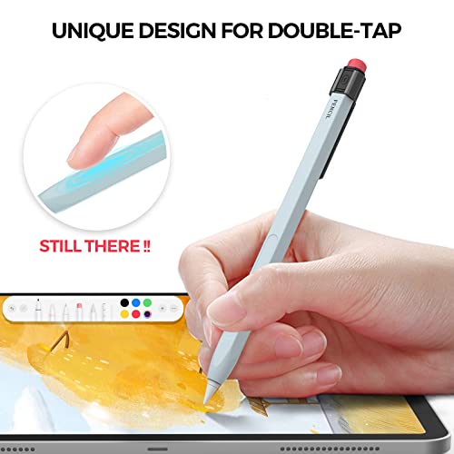 TRONWIN Apple Pencil Pro Case for Apple Pencil 2nd Generation Sleeve Silicone Cover Perfect Grip Skin Classic Design with Sturdy Clip Compatible with Apple Pencil 2 for ipad pro (Sky Blue) - Image 4