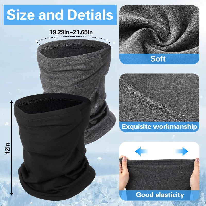 Cuffbow 2 Pack Winter Neck Gaiter Warmer for Men Women Dual-layer Breathable Thermal Neck Warmer Cover Windproof Face Cover Fleece Face Mask Scarf for Cold Weather Sport Outdoorwork Motorcycle Cycling - Image 3