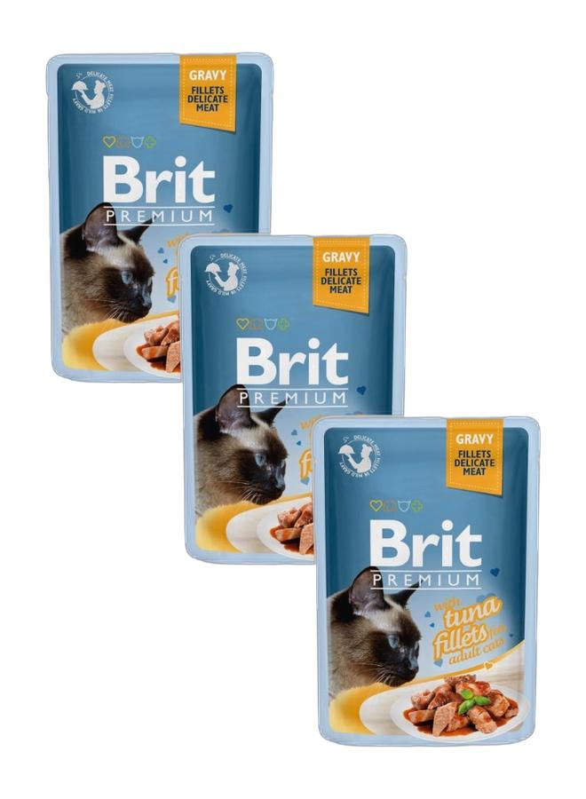 BRIT PREMIUM CAT POUCH 85G TUNA FILLETS Bundle 3 pouches - Image 1