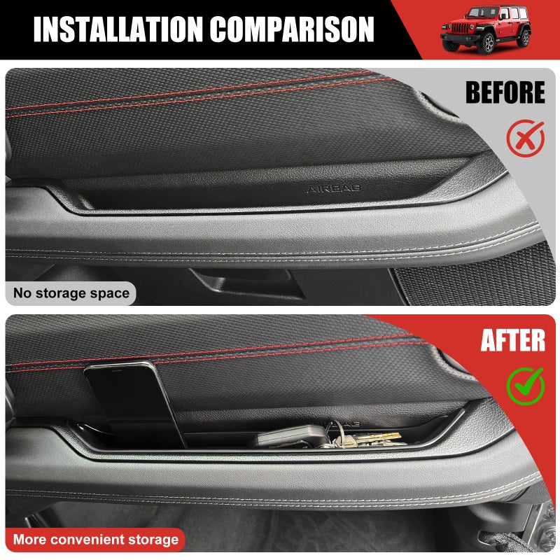 Utiiy Grab Bar Tray for 2024 2025 Jeep Wrangler JL JLU 4XE/Gladiator JT Storage Bin Handle Organizer Grab Handle Box Passenger Side Grabtray for Wrangler&Gladiator Accessories(24+ Grab Bar Tray) - Image 2