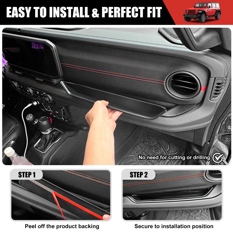 Utiiy Grab Bar Tray for 2024 2025 Jeep Wrangler JL JLU 4XE/Gladiator JT Storage Bin Handle Organizer Grab Handle Box Passenger Side Grabtray for Wrangler&Gladiator Accessories(24+ Grab Bar Tray) - Image 4