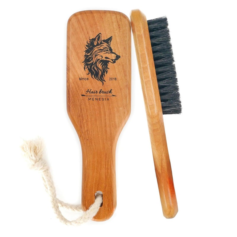 Soft Bristle Brush  Boar Bristle for Men and Women Slicking Back Fine and Sleek Hair  Beard Brush wolf