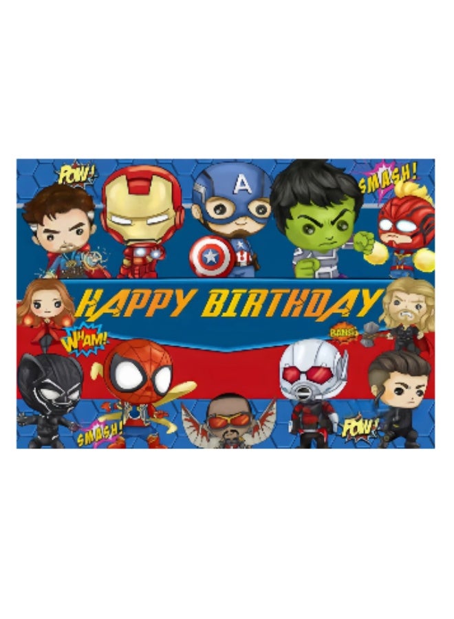 Avengers Superhero Birthday Party Decorations Set, Marvel Hero Themed Party Supplies Include Backdrop, Happy Birthday Banner, Latex Balloons, Cake Toppers, Flat Ribbon for Kids Boys Birthday Celebration - Image 2