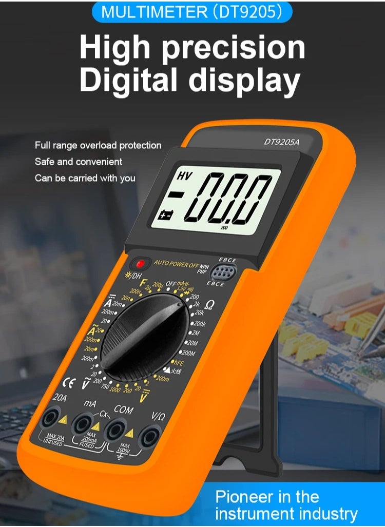 ماركة غير محددة جهاز قياس رقمي متعدد الوظائف DT9205A بشاشة LCD كبيرة – لقياس الفولت، التيار، المقاومة، والاختبارات الإلكترونية بدقة عالية  - Image 4