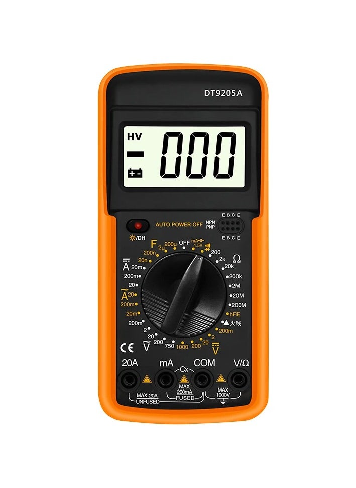 ماركة غير محددة جهاز قياس رقمي متعدد الوظائف DT9205A بشاشة LCD كبيرة – لقياس الفولت، التيار، المقاومة، والاختبارات الإلكترونية بدقة عالية  - Image 1