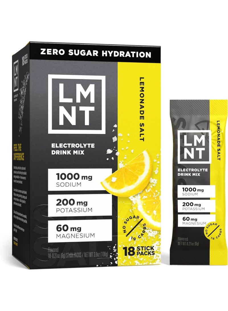 LMNT Zero Sugar Electrolytes - Lemonade | Drink Mix | 18-Count