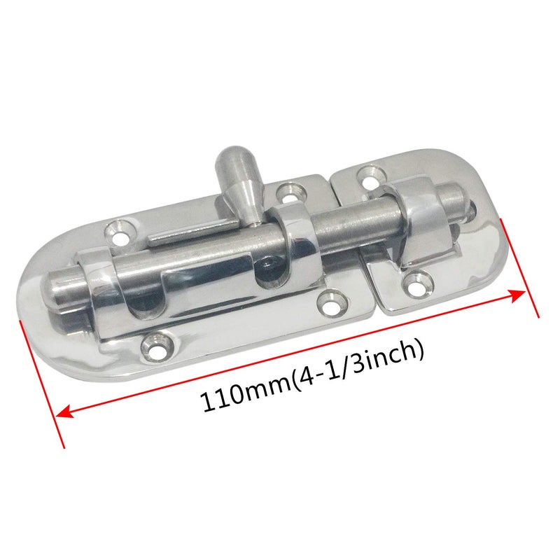 NRC&XRC Marine 316 Stainless Steel Heavy Duty 4-1/3" Long Locker Latch Slide Barrel Bolt for Marine Boat Window/Door/Hatch - Image 3