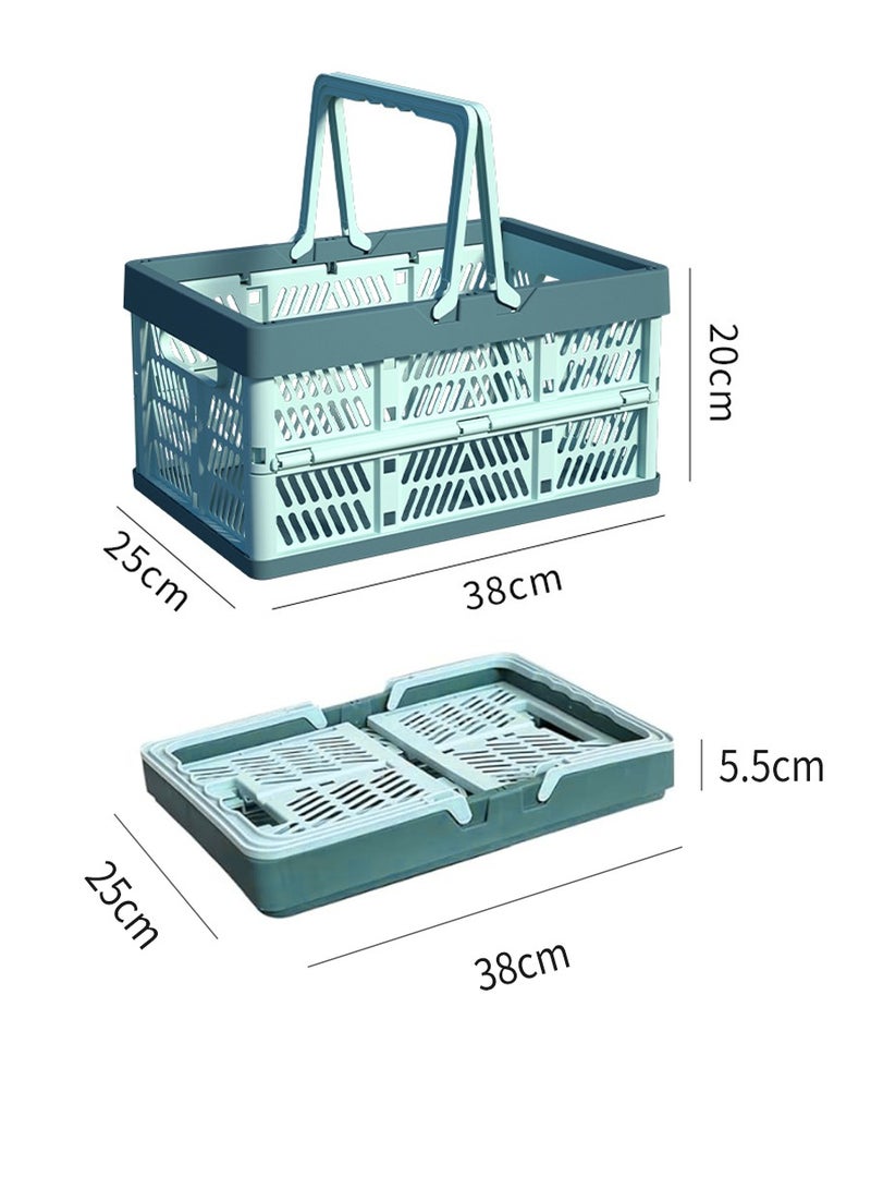 بيروي 25 سم * 38 سم * 20 سم سلة تخزين بلاستيكية قابلة للطي، سلة تخزين منزلية محمولة قابلة للتكديس، مناسبة لتخزين الخضروات والفواكه والبقالة والألعاب وغيرها - Image 2