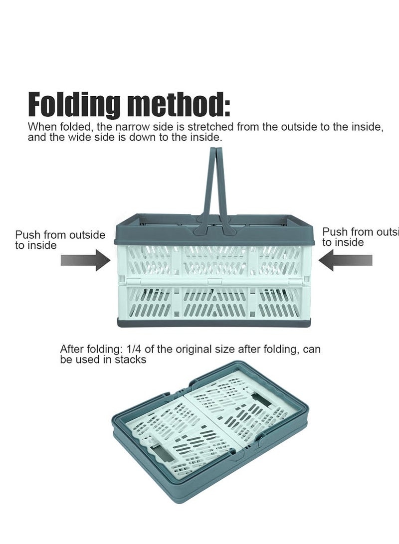 بيروي 25 سم * 38 سم * 20 سم سلة تخزين بلاستيكية قابلة للطي، سلة تخزين منزلية محمولة قابلة للتكديس، مناسبة لتخزين الخضروات والفواكه والبقالة والألعاب وغيرها - Image 5