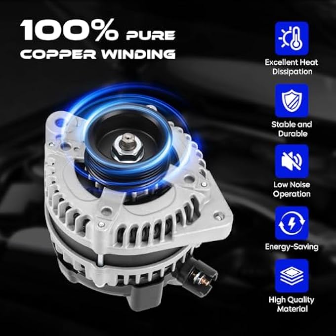 SEHNSUCHT Alternator Replacement New Fit for Honda Odyssey 2011-2013 3.5L, for Honda Pilot 2012-2015 3.5L, for Honda Ridgeline 2012-2014 3.5L, Automotive Replacement Alternators for 104210-1240 9764219-124 - Image 5