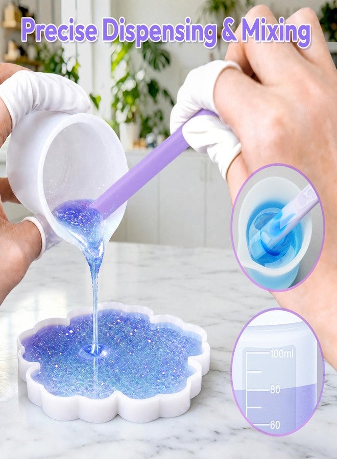 HeyClear Silicone Measuring Cups Kit with Mats for Resin -250 & 100 ml Resin Mixing Cups, Silicone Stir Sticks, Dropper Pipettes, Finger Cots for Epoxy Resina Crafting, Molds, Jewelry Making - Image 4