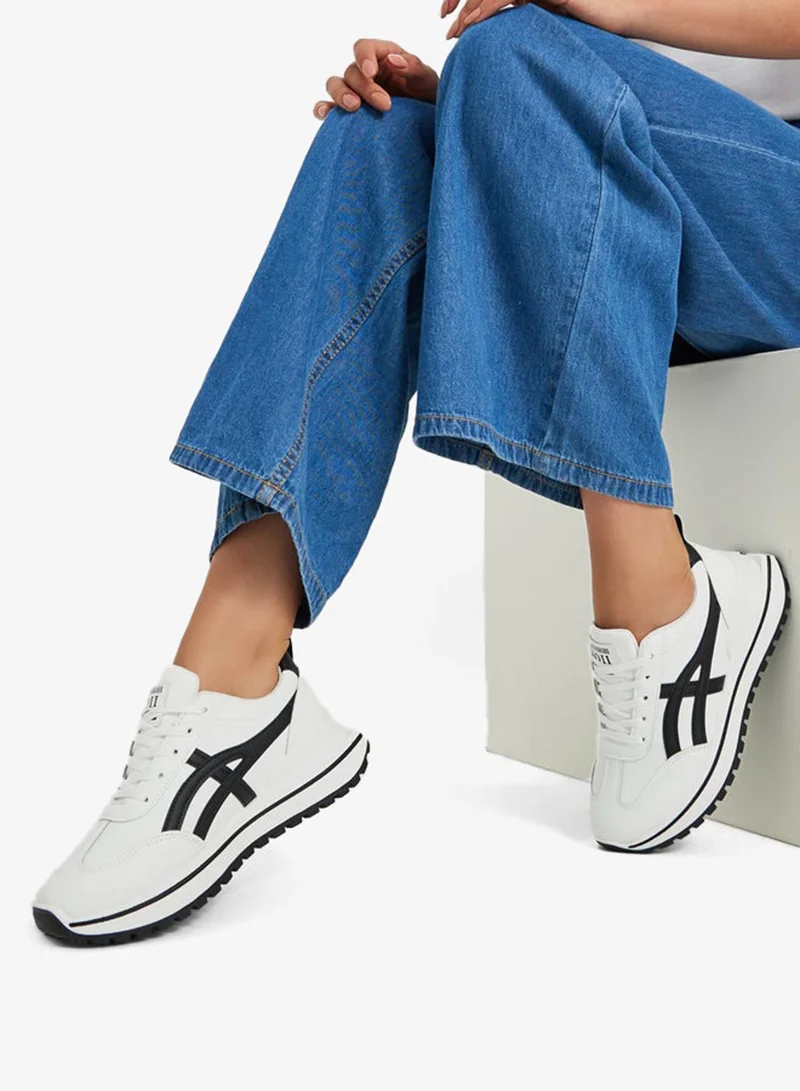 Styli Active Contrast Trim Lace-Up Chunky Sneakers with Back Pull Tab