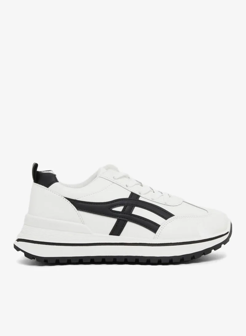 Styli Active Contrast Trim Lace-Up Chunky Sneakers with Back Pull Tab