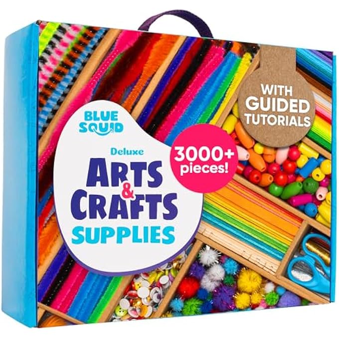 Blue Squid ARTS & CRAFTS CHEST - 3000+ PCS DELUXE CRAFT SUPPLIES BOX WITH 2 DRAWERS, 18 COMPARTMENTS, STURDY HANDLE - SCHOOL ART CRAFTING KIT SET FOR KIDS, GIRLS, BOYS AGES 4 5 6 7 8 9 10 11 12 - Image 2