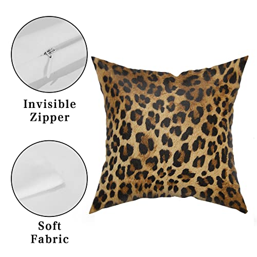 Granbey Leopard Throw Pillow Cover 2 Pcs Cheetah Animal Print Pillows Covers 18x18 inch Plush Soft Bed Decorative Pillow Case for Home Couch Sofa Outdoor Decor - Image 2