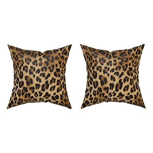 Granbey Leopard Throw Pillow Cover 2 Pcs Cheetah Animal Print Pillows Covers 18x18 inch Plush Soft Bed Decorative Pillow Case for Home Couch Sofa Outdoor Decor - Image 5