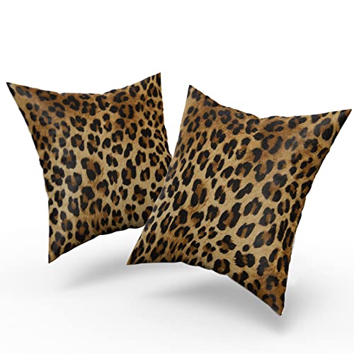 Granbey Leopard Throw Pillow Cover 2 Pcs Cheetah Animal Print Pillows Covers 18x18 inch Plush Soft Bed Decorative Pillow Case for Home Couch Sofa Outdoor Decor - Image 4