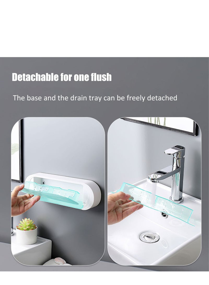 DARIYAH Soap Rack Box with Flip Lid Wall Mounted Rack Two Compartments Space Saving Water Collection Tray XQ-036 - Image 4