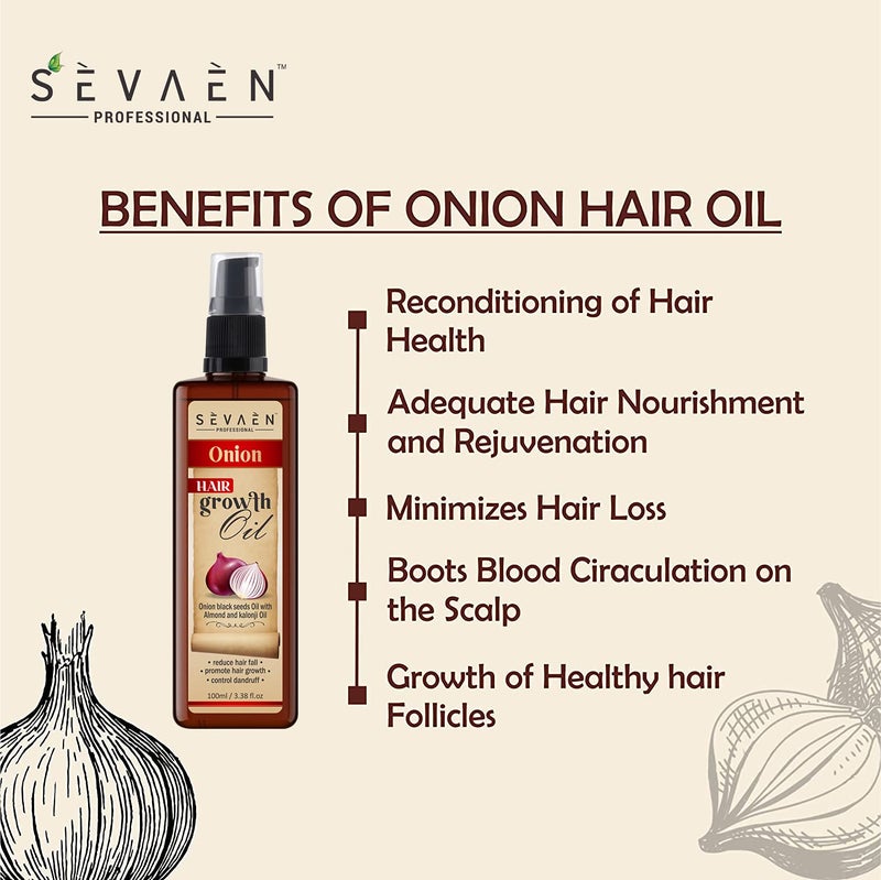 Sevaen Keratin Smooth Daily Shampoo  Keratin Smooth Daily Conditioner  Onion Hair Oil With Almond And Karonji Oil No Mineral No Sulfate Pack Of 3 For All Hair - Image 2