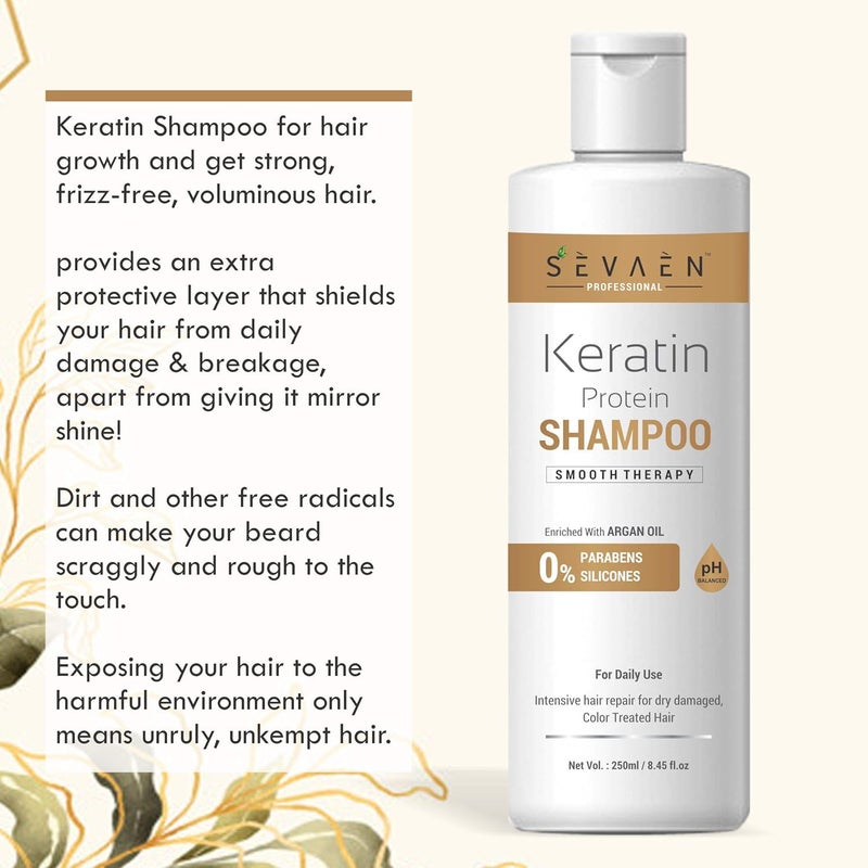 Sevaen Keratin Smooth Daily Shampoo  Keratin Smooth Daily Conditioner  Onion Hair Oil With Almond And Karonji Oil No Mineral No Sulfate Pack Of 3 For All Hair - Image 3