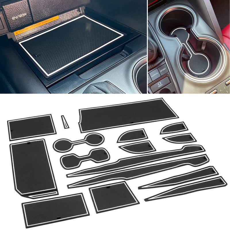 REMOCH for Toyota Camry Accessories 2018 2019 2020 2021 2022 2023 2024 Custom Cup Holder Insert Center Console Liner Organizer Door Pocket Mats White Trim 16 Pcs Set