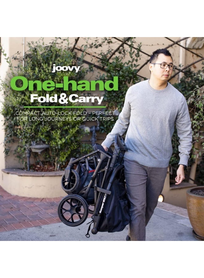 Joovy عربة أطفال مزدوجة جوفي كوبر RS2 مع صواني وجبات خفيفة، عربة أطفال جانبية، عربة سفر خفيفة الوزن، سوداء - Image 4