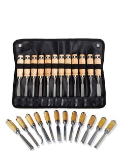 Y&D 12 Pcs Professional Wood Carving Chisel Set Sharp Woodworking Tools with Carrying Bag Great for Beginners  - Image 1