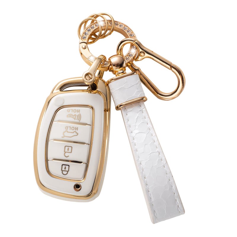 CACARLIKE for Hyundai Key Fob Cover with Hyundai Keychain Car Key Fob Case Compatible with GT Ioniq Sonata Tucson Smart Protector Holder - Image 3