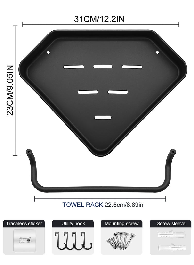 WinHolder 2 Pack Bathroom Shower Shelf with 4 Hooks &Towel Bar, Corner Shower Caddy Shelf Organizer Rack, Rustproof Bathroom Shower Storage Baskets, Wall Organization Storage Shelves Basket for Bathroom - Image 3