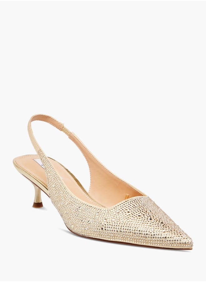 ELLE Womens Embellished Slingback Shoes With Kitten Heels Ramadan Collection  - Image 1