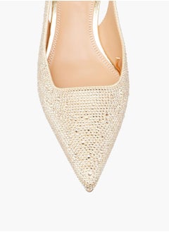 ELLE Womens Embellished Slingback Shoes With Kitten Heels Ramadan Collection  - Image 3