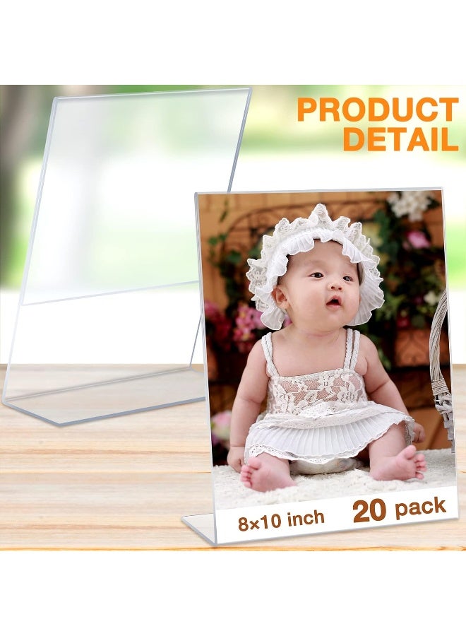 TPGP 20 Pack Acrylic Photo Sign Holder 8 X 10 Inch Plastic Picture Frames Clear Photo Booth Slanted Back Vertical Table Paper Menu Display Stand Portrait Frames Flyer Holder For Home Office Store - Image 3