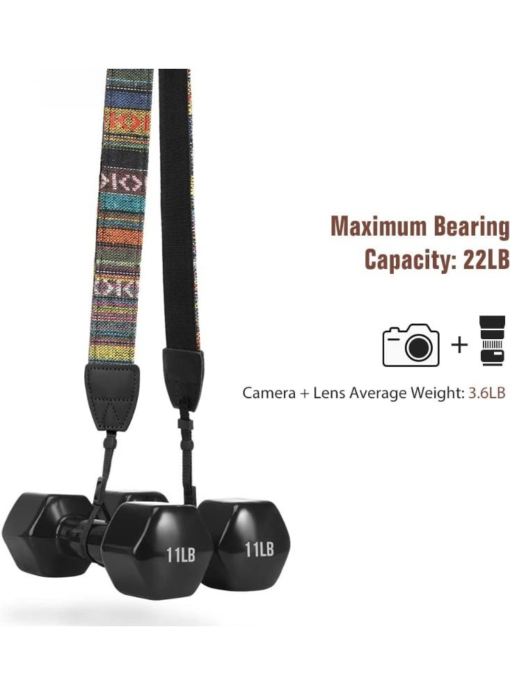 سيوسي Camera Neck Strap, Adjustable Camera Shoulder Strap, Comfortable Padded DSLR Sling for Photographers, Suite for Canon, Nikon, Sony DSLR and Mirrorless Cameras, Colourful Stripes Design - Image 3