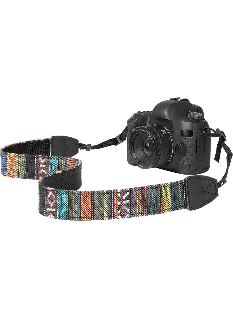 سيوسي Camera Neck Strap, Adjustable Camera Shoulder Strap, Comfortable Padded DSLR Sling for Photographers, Suite for Canon, Nikon, Sony DSLR and Mirrorless Cameras, Colourful Stripes Design - Image 1
