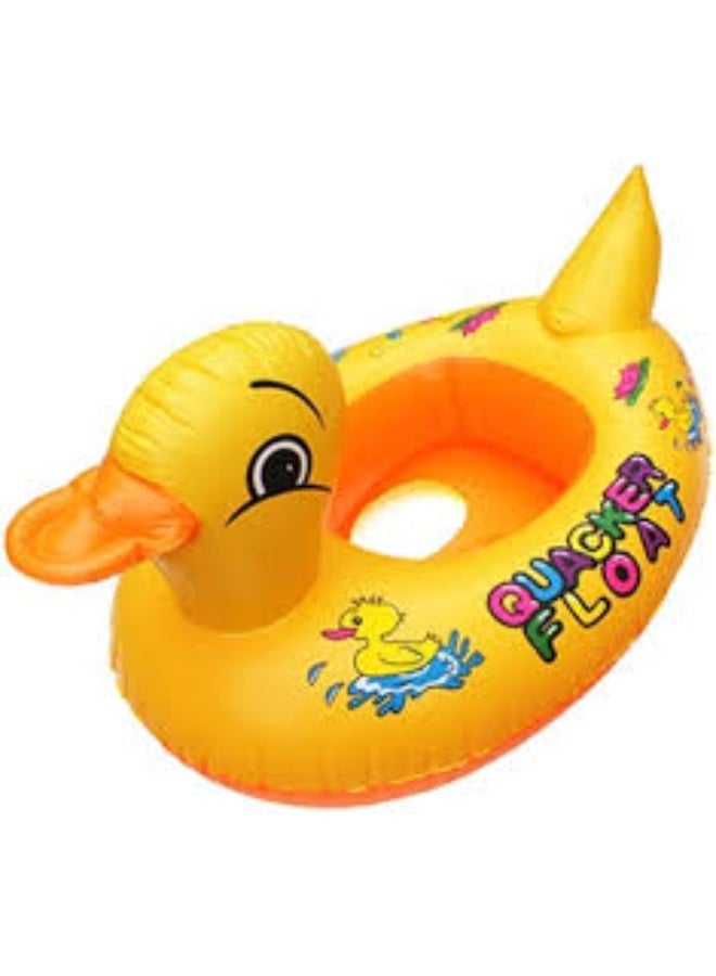 Kids' Yellow Duck-Shaped Inflatable Pool Float Ring for Summer Fun - Image 5
