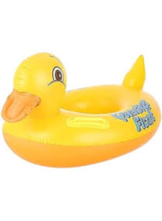 Kids' Yellow Duck-Shaped Inflatable Pool Float Ring for Summer Fun - Image 4