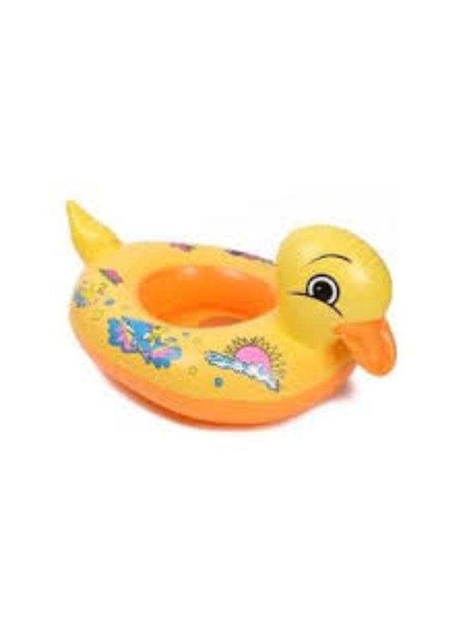 Kids' Yellow Duck-Shaped Inflatable Pool Float Ring for Summer Fun - Image 3