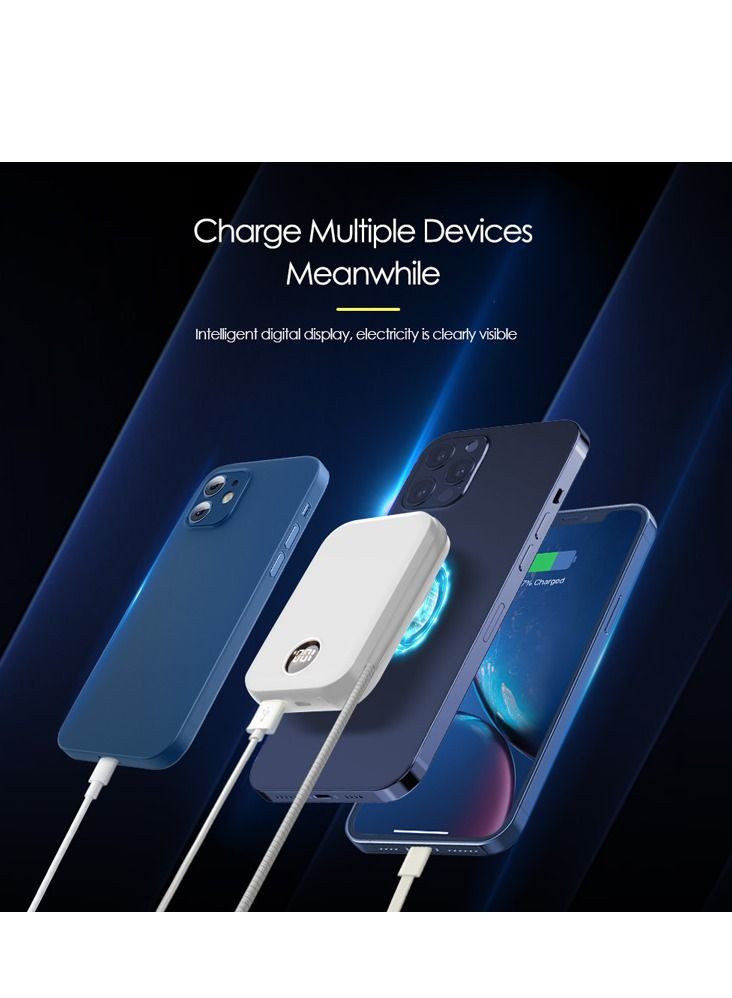 GULFLINK Fast Magnetic Portable Power Bank with Lightning Cable 10000mah White - Image 4