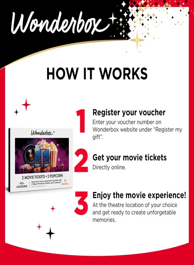Wonderbox Regal Movie Gift Box, 2 Tickets and 2 Popcorn, Movie Night Experience for 2, Valid at 425 Locations - Image 5