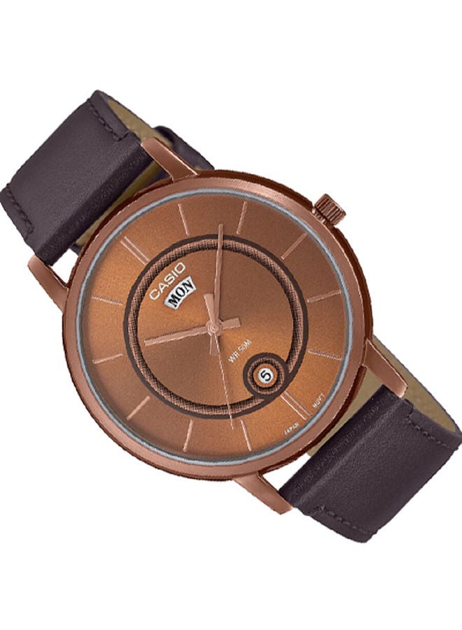 CASIO Men Watch Analog Rose Gold Dial Genuine Leather Band Rose Gold Ion Plated Case MTP-B120RL-5AVDF - Image 2
