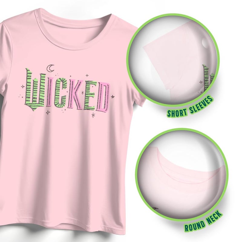 Wicked Girl's Graphic Print T-Shirt 2-Pack - Short Sleeve Tees Bundle for Kids (Light Pink & Dark Pink, Size 7/8) - Image 3