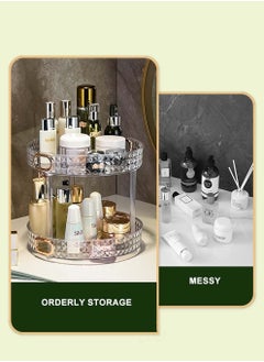 MIXDE 2 Layers Turntable Organizer 360 Degree Rotating,Adjustable Kitchen Cabinet Storage,Large Capacity Cosmetic Storage Unit  - Image 3
