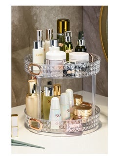 MIXDE 2 Layers Turntable Organizer 360 Degree Rotating,Adjustable Kitchen Cabinet Storage,Large Capacity Cosmetic Storage Unit  - Image 1