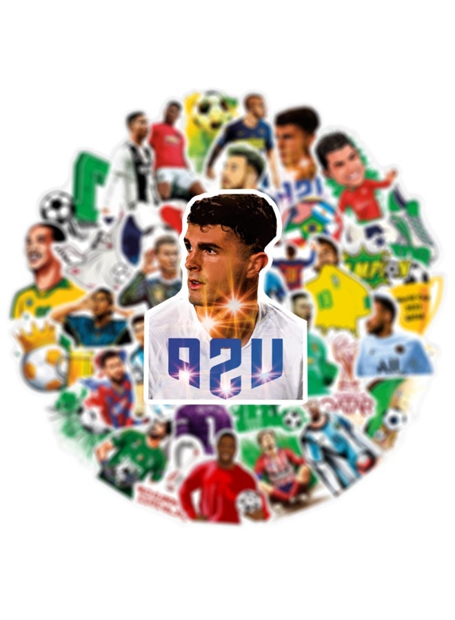 NIBEMINENT 50 Pcs Football World Cup Deco Kit Waterproof Stickers, High Definition Printing Bright Colors, Suitable for Laptop Skateboard Luggage Water Bottle Guitar DIY - Image 2