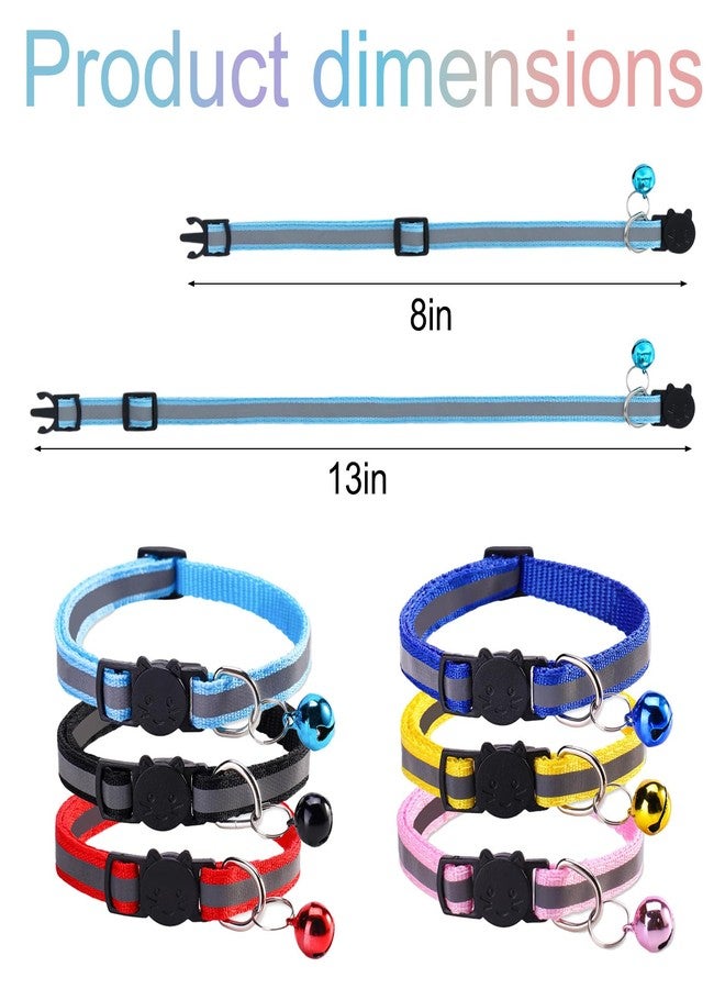 Sdfvsdg 12 Pcs Reflective Breakaway Cat Collars with Bells Adjustable Buckle Kitten Collars Soft Nylon Identification Collares Gifts for Puppy Kittens Pet Supplies Accessories - Image 2