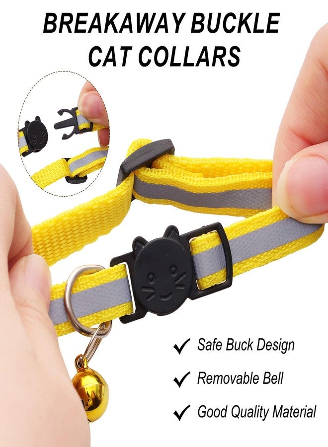Sdfvsdg 12 Pcs Reflective Breakaway Cat Collars with Bells Adjustable Buckle Kitten Collars Soft Nylon Identification Collares Gifts for Puppy Kittens Pet Supplies Accessories - Image 3