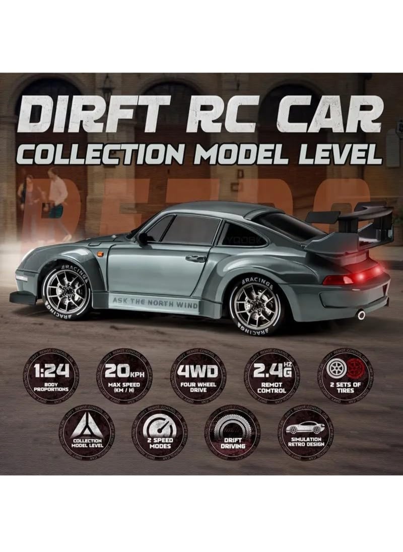 Harvestoy Harvestoy 1:24 Scale RC Drift Car - 2.4Ghz 4WD with Lights, Tires and Obstacle Tool for kids on Birthdays,gifts for kids, toy car for kids  - Image 5
