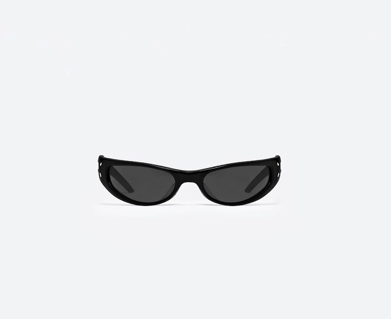 جنتل مونستر نظارات شمسية Gentle Monster MM203 Col.01 69 بتصميم ملتف - إطار أسيتات أسود مع عدسات رمادية - للجنسين - Image 2