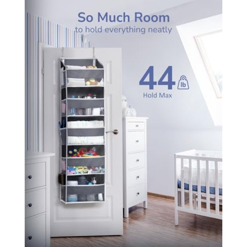 1 Pack Over Door Organizer with 5 Large and 10 Mesh Side Pockets, 44 lbs Weight Capacity Hanging Storage with Toys, Shoes, Diapers,,5 Layers - Image 3